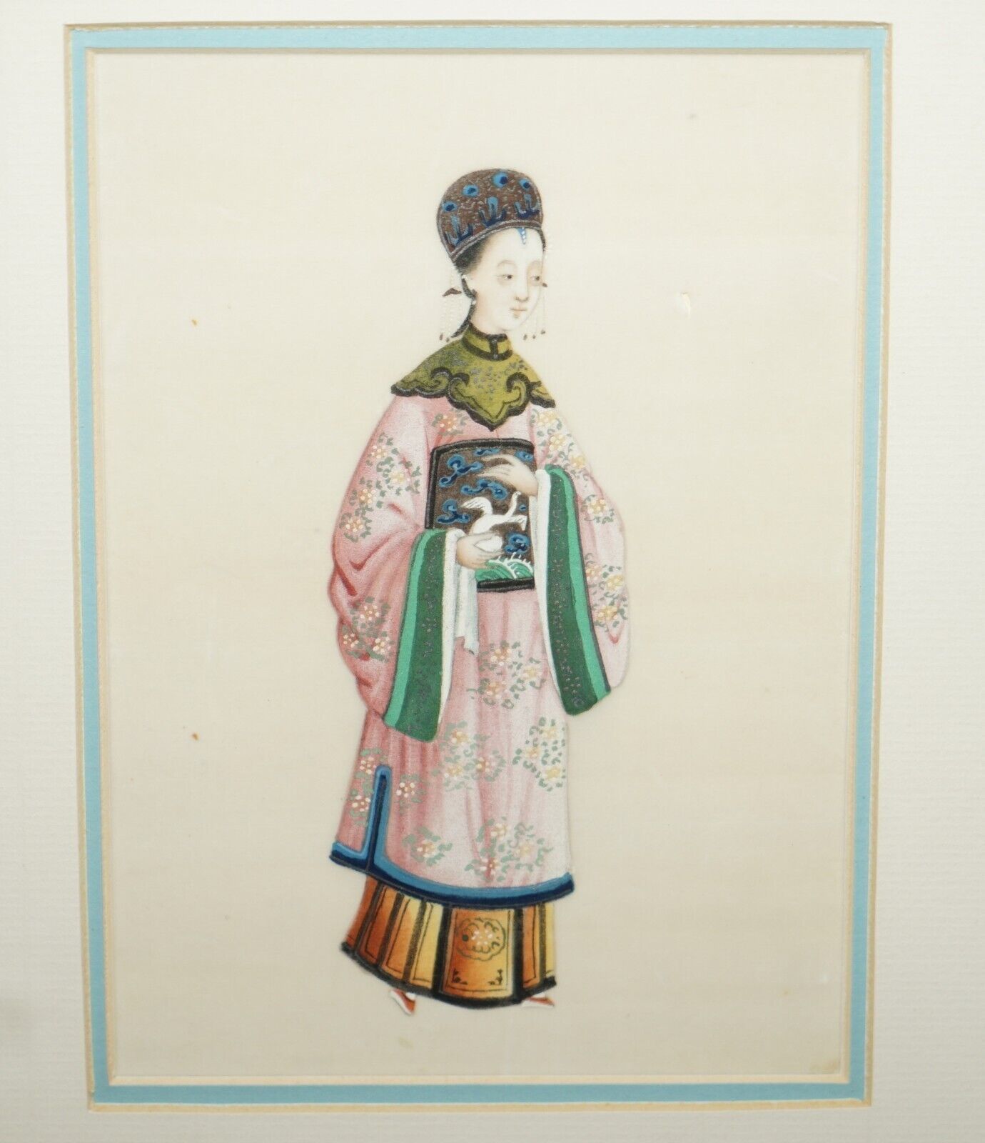 Pair Antique 19th Century 1880 Chinese Gouaches On Rice Paper Geisha Girl & Lord photo for sale