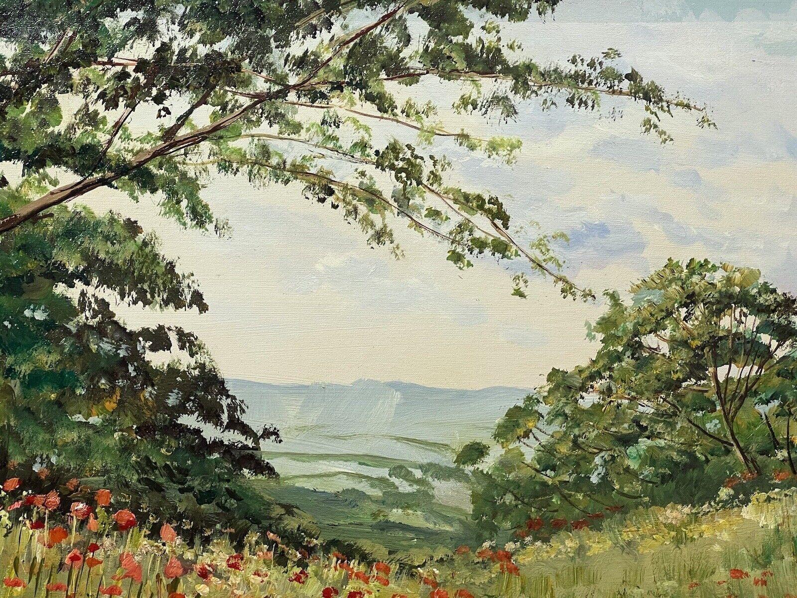 Field Of Poppies After Claude Monet Impressionistic Oil Painting Signed photo Art