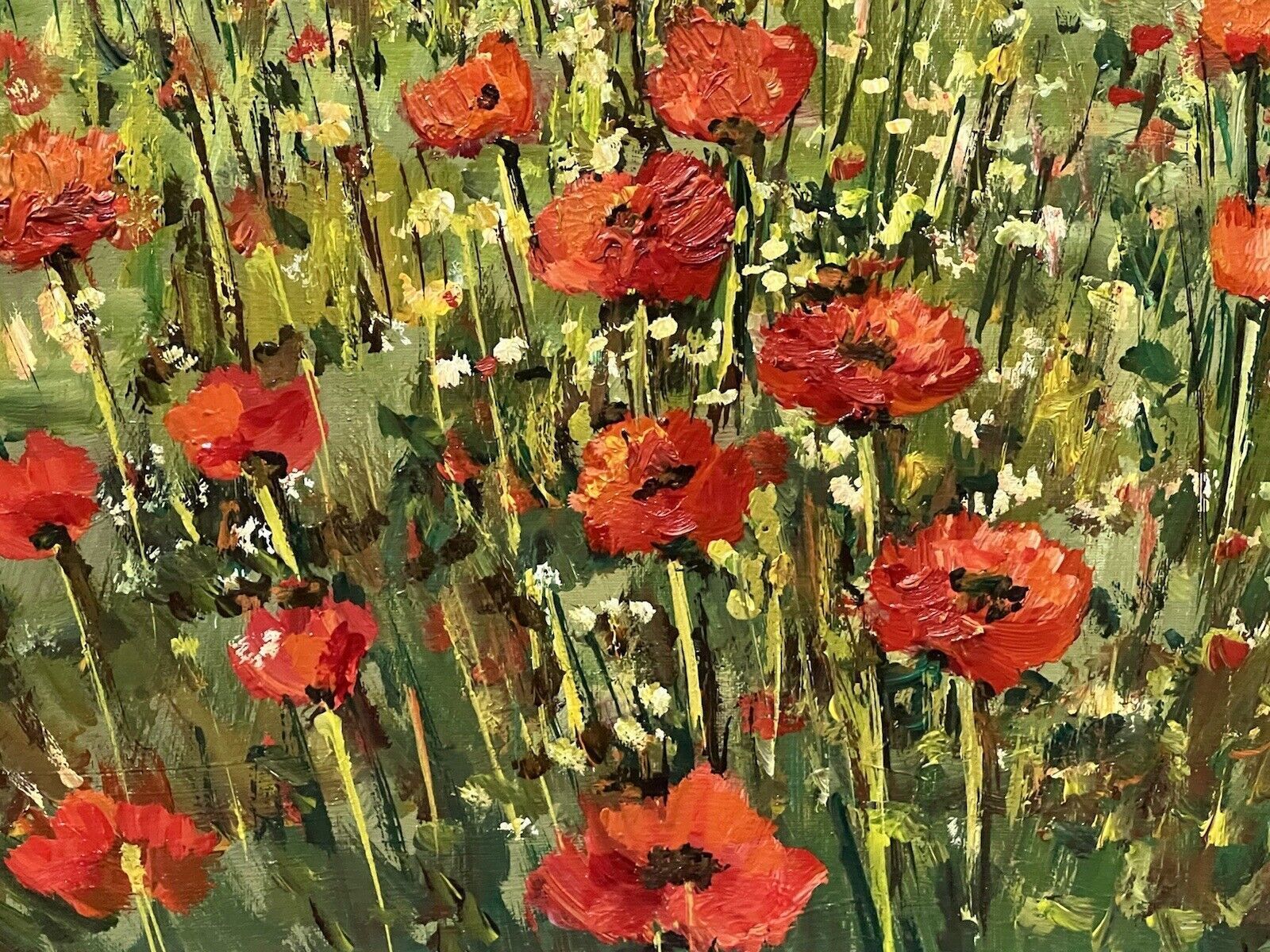 Field Of Poppies After Claude Monet Impressionistic Oil Painting Signed photo buy