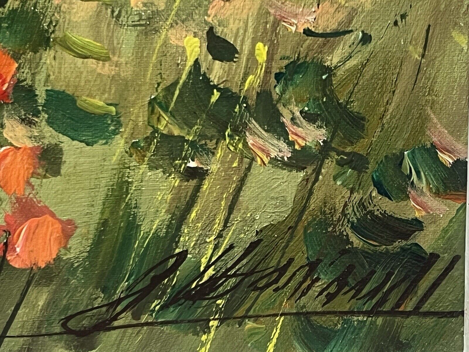 photo for sale Field Of Poppies After Claude Monet Impressionistic Oil Painting Signed