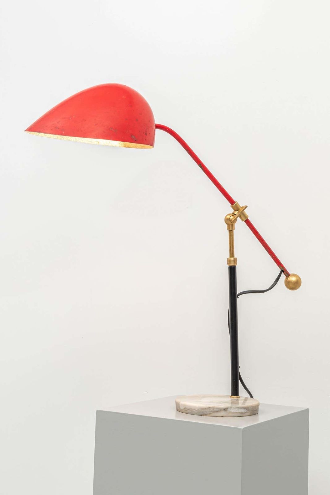 Angelo Brotto 5023 Table Lamp In Marble, Metal And Brass For Esperia, 1950's photo Lighting