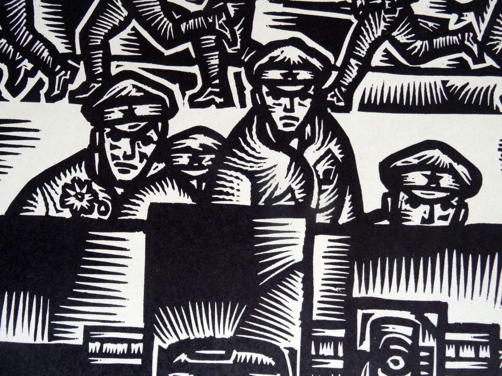 Dainis Rozkalns July 7, 1918. Riflemen. 1972, Linocut. photo Art