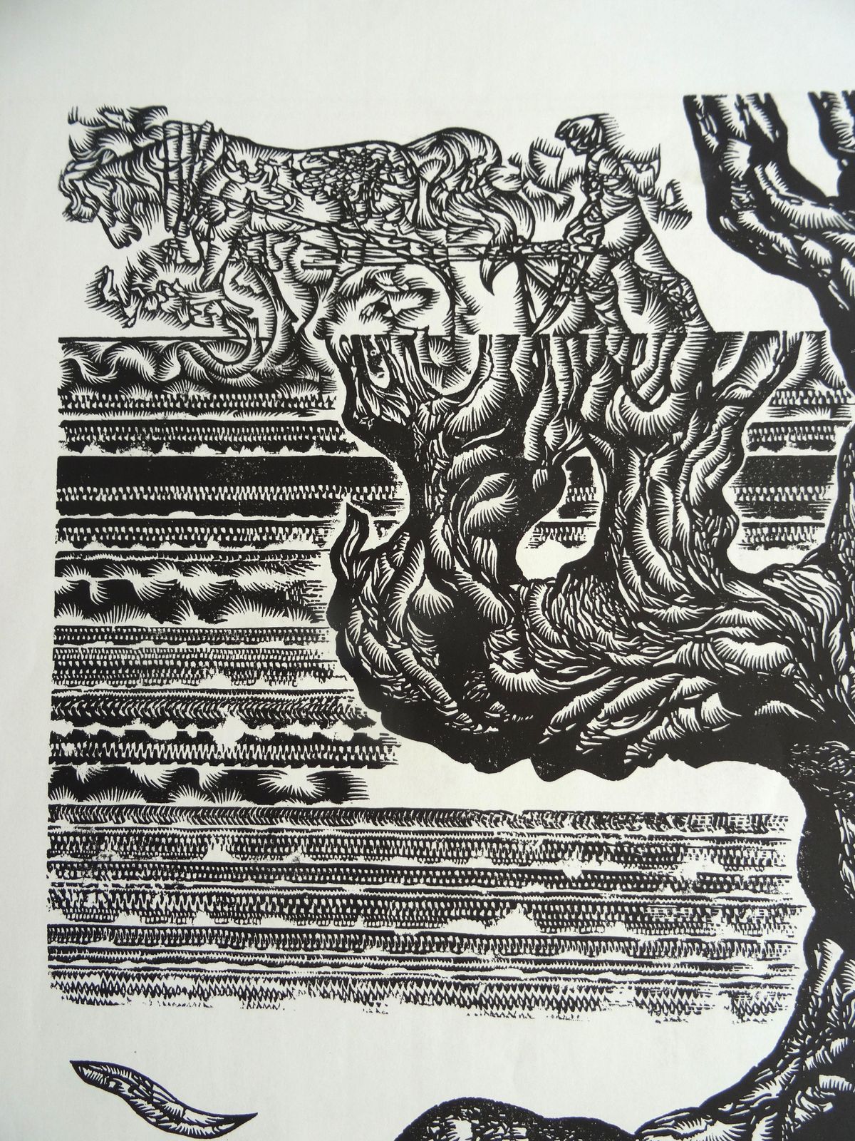 Dainis Rozkalns Grandfather Tree. 1982, Paper, Linocut. photo furniture