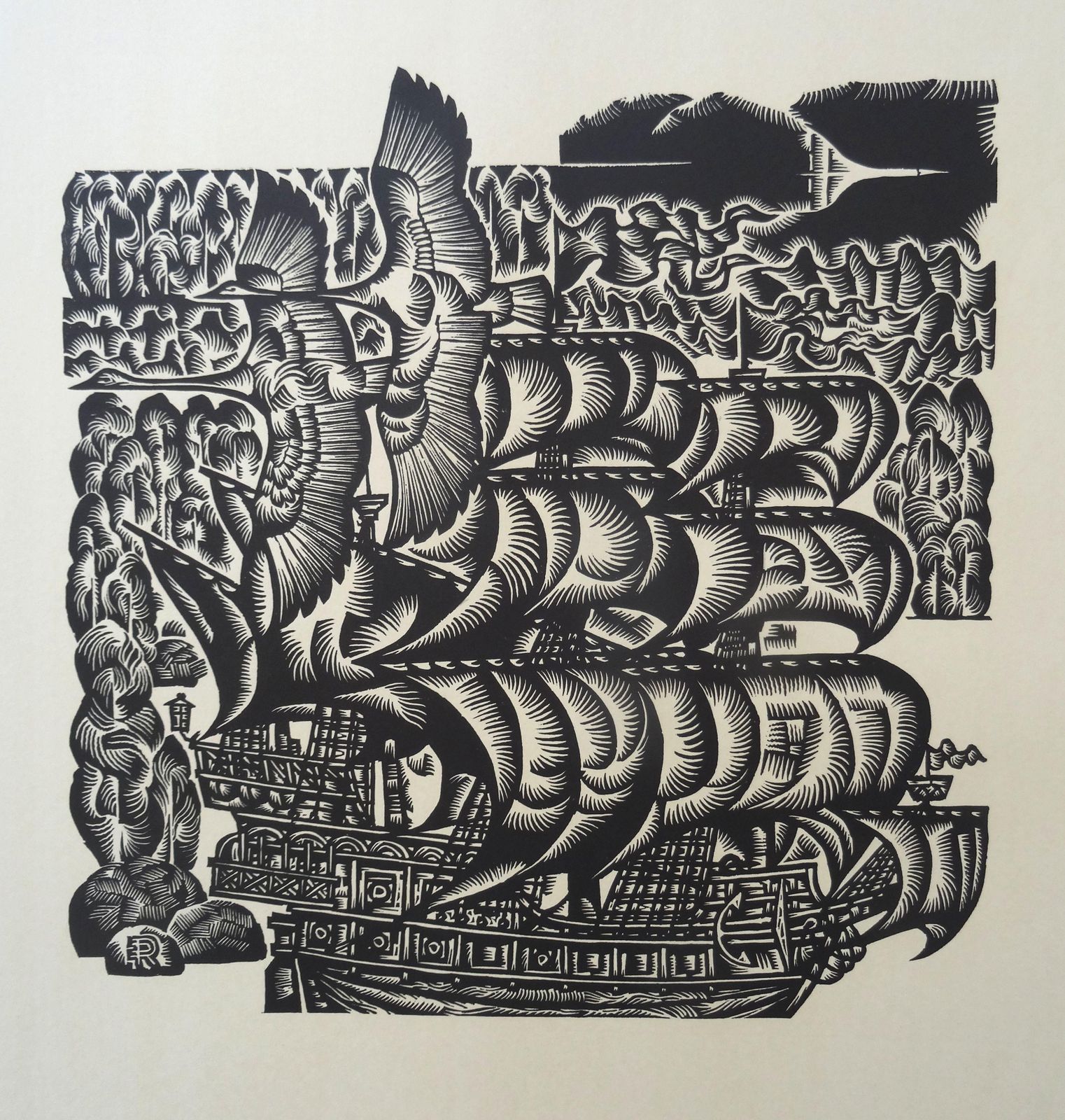 Dainis Rozkalns Swans. 1976., Paper, Linocut photo furniture