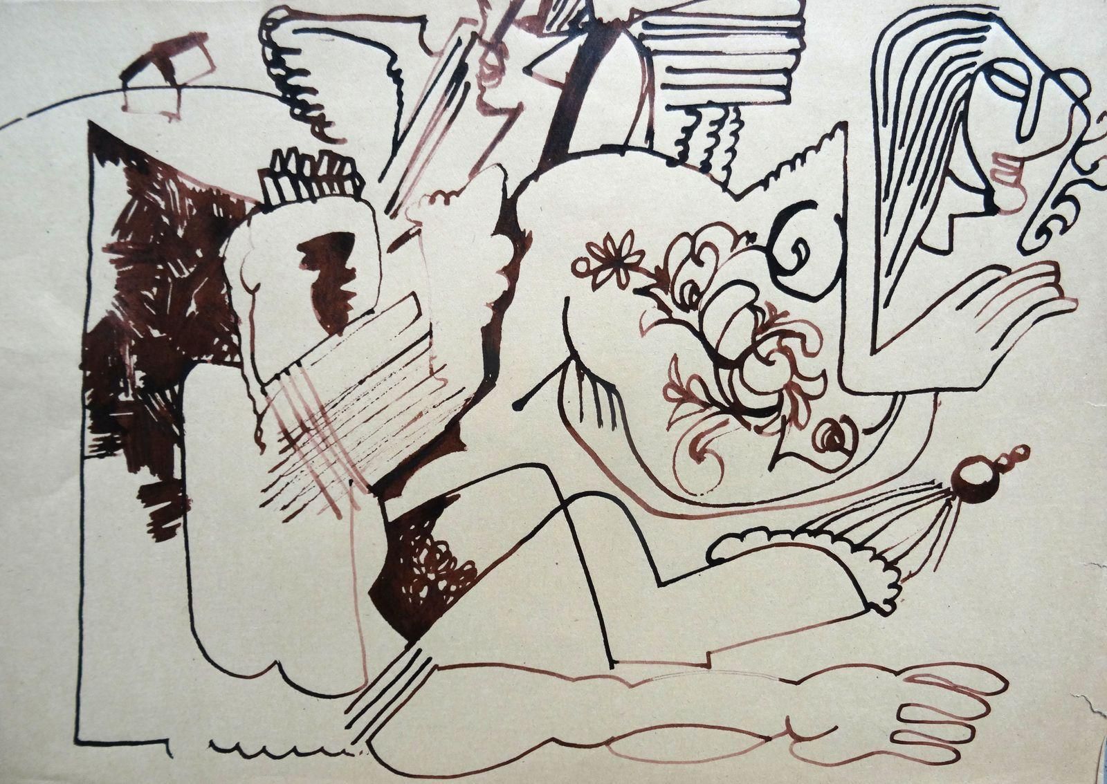 Vladimir Glushenkov Still Life With A Woman. Paper, Ink