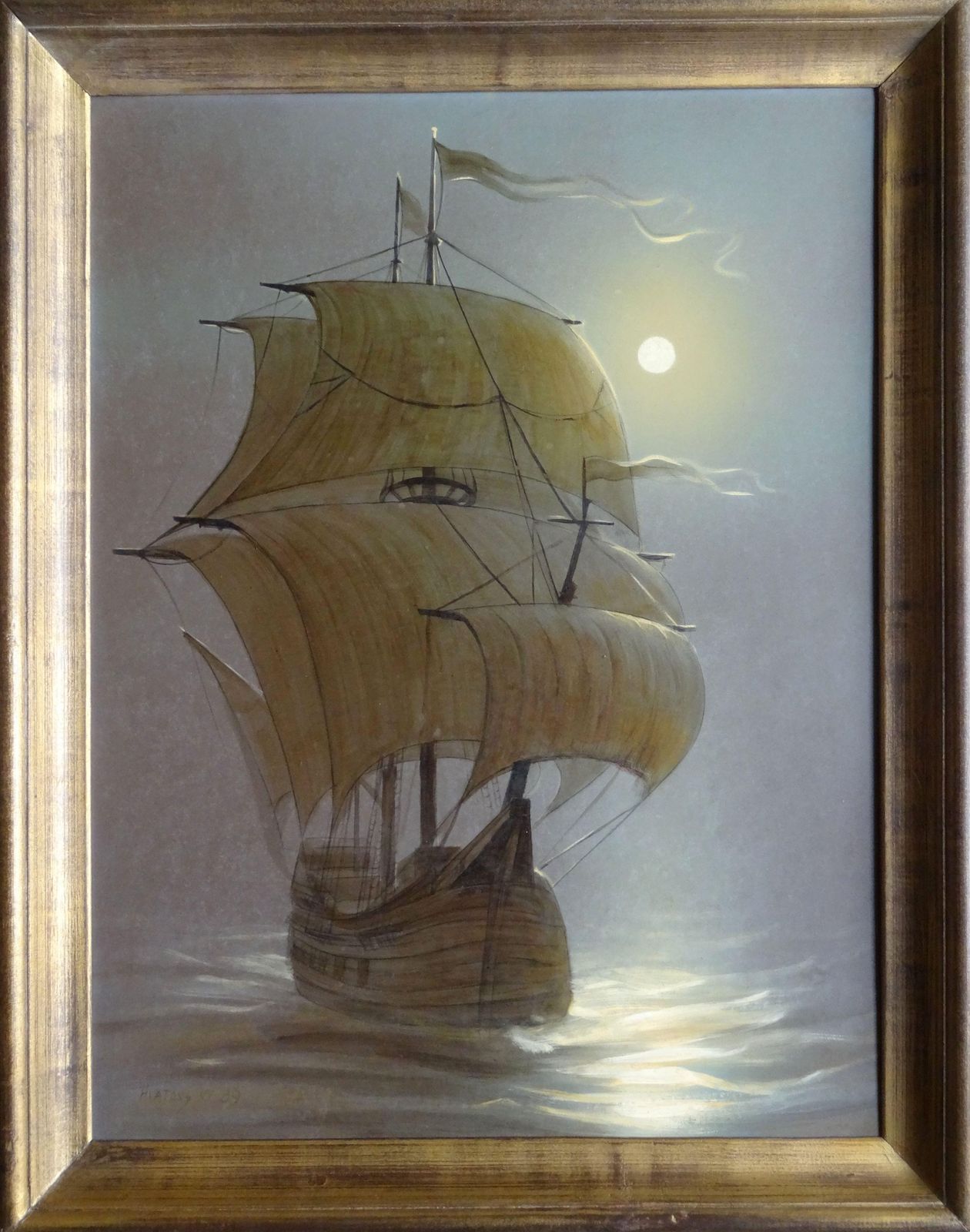 Vasily Hvatov Sailboat In The Night. 1989. Oil On Cardboard photo furniture