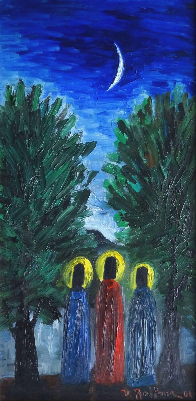 Veikko Aaltona Bible Motive. Oil On Canvas 1980