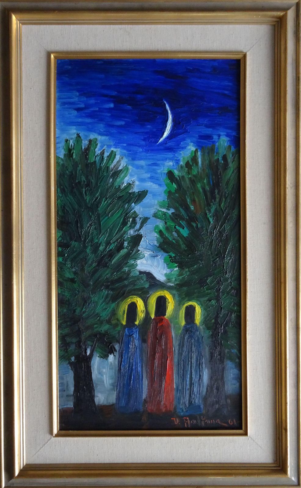 Veikko Aaltona Bible Motive. Oil On Canvas 1980 photo furniture