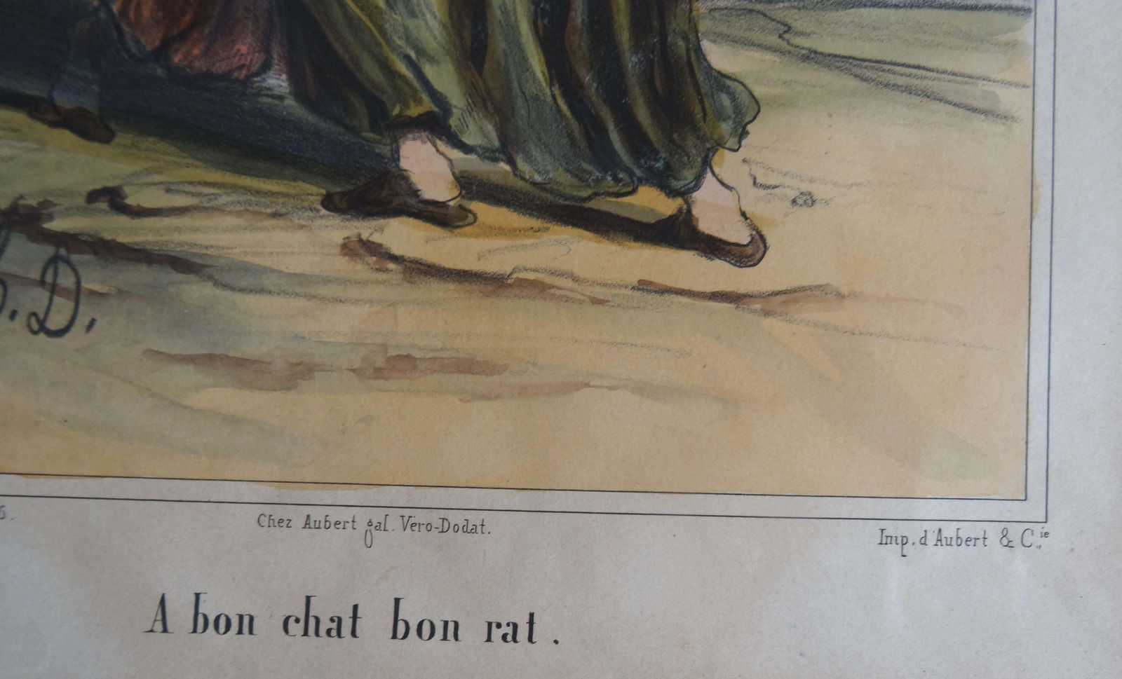 Honoré Daumier Caricature. "A Bon Chat Bon Rat" Lithograph On Paper 1950 photo furniture