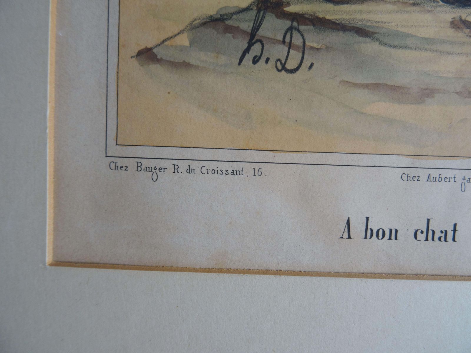 Honoré Daumier Caricature. "A Bon Chat Bon Rat" Lithograph On Paper 1950 photo for sale