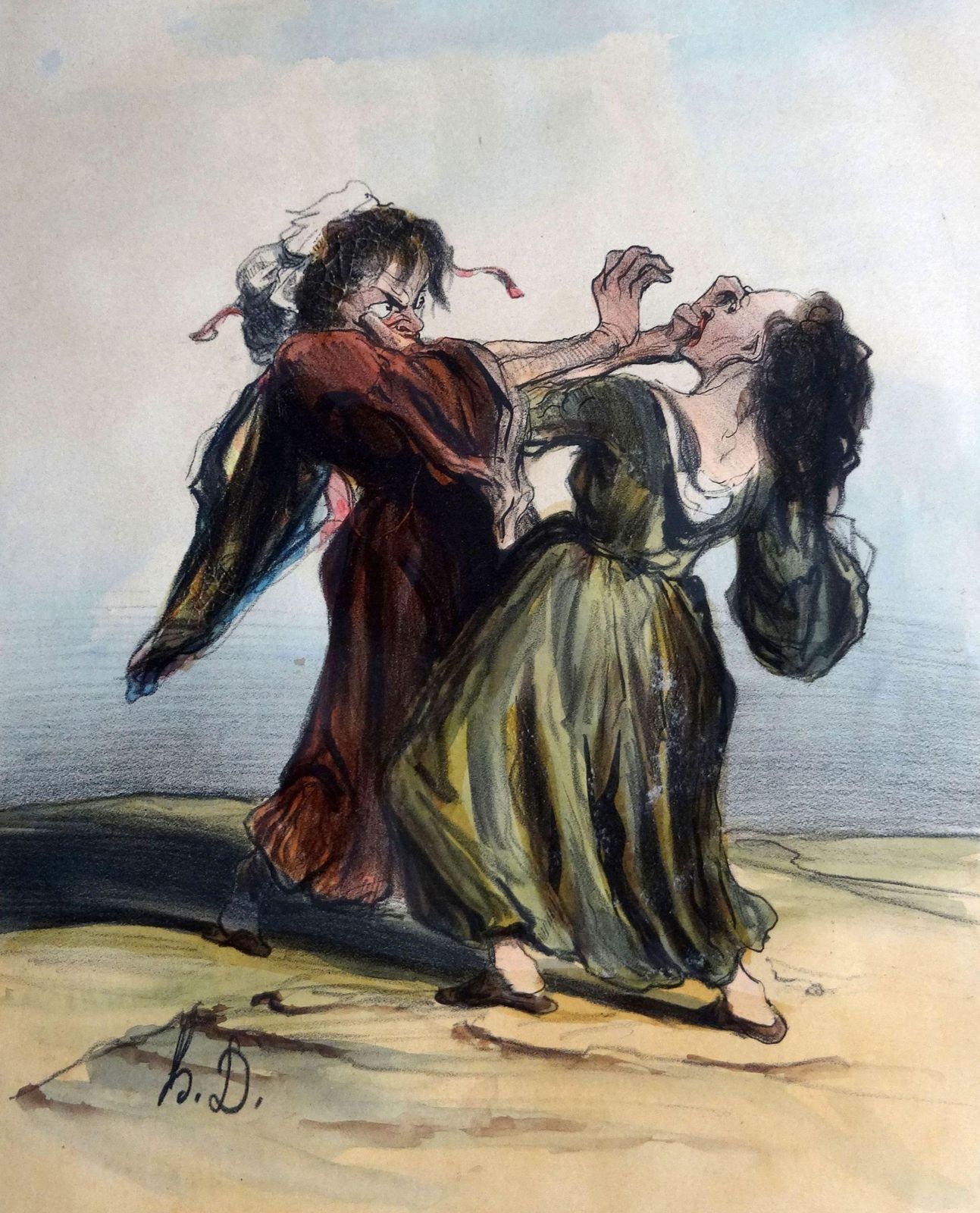 Honoré Daumier Caricature. "A Bon Chat Bon Rat" Lithograph On Paper 1950 photo Art