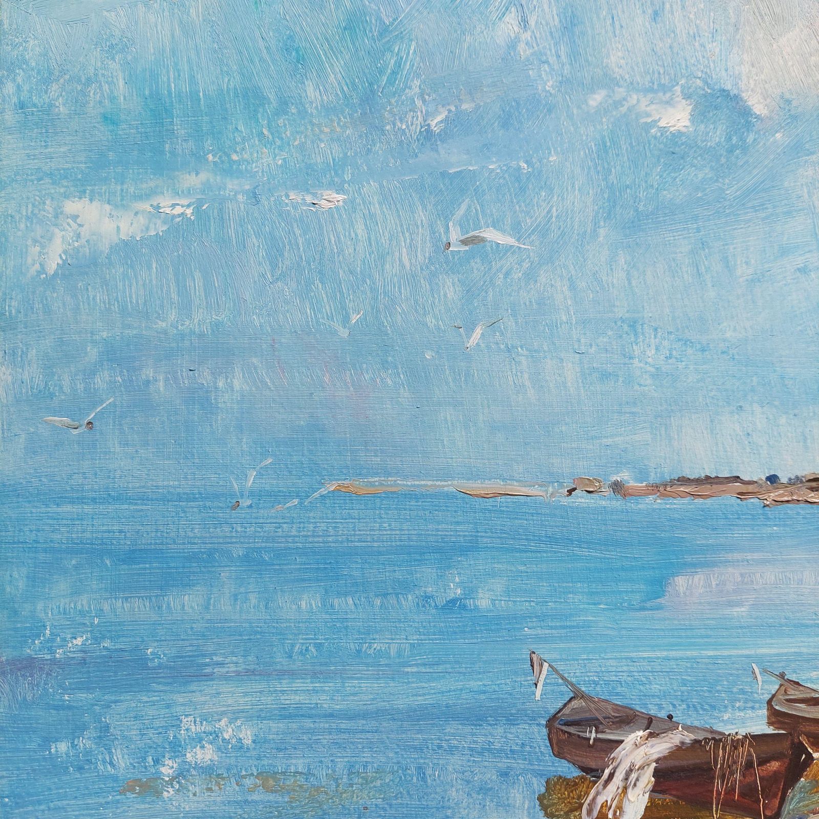 Andrejevs Konstantins Boats At The Coast 1975, Cardboard, Oil photo 831.0
