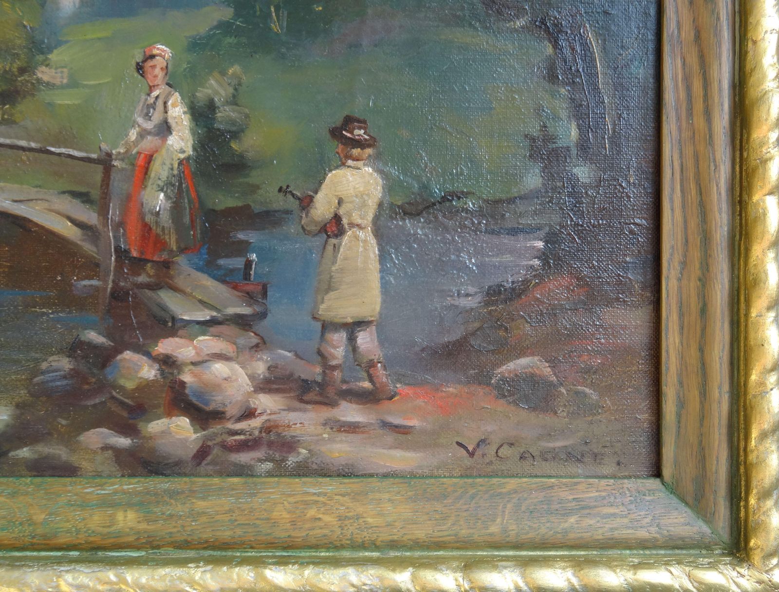 Voldemars Caune Folk Story. Canvas, Oil 1960s photo furniture