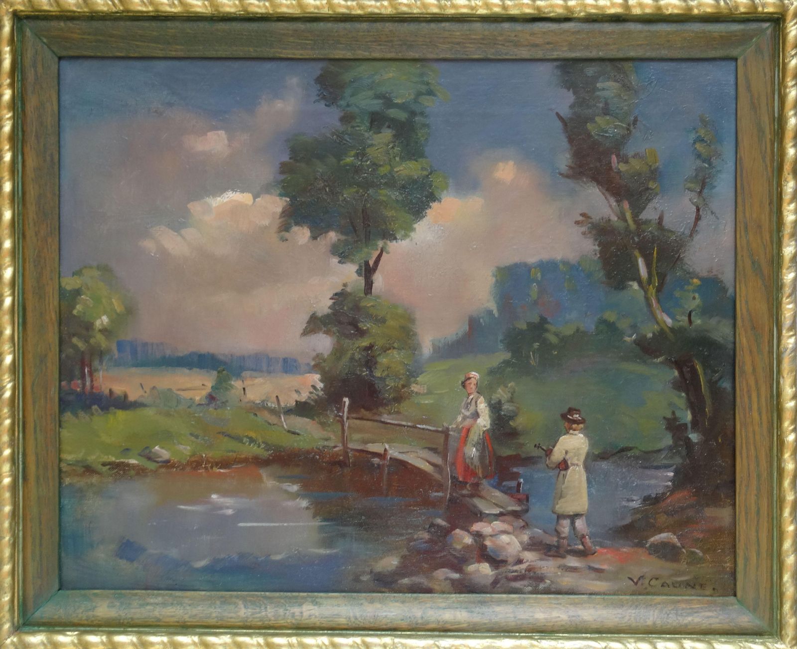 Voldemars Caune Folk Story. Canvas, Oil 1960s photo Art