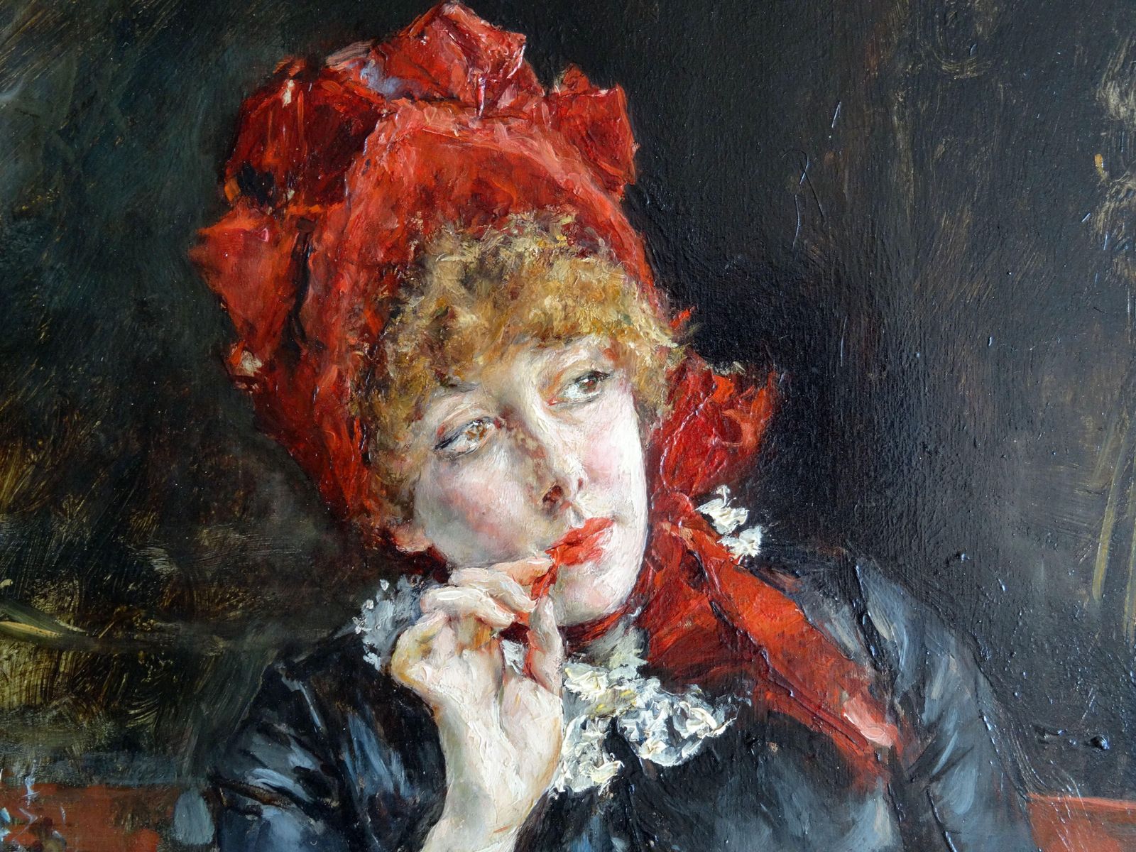 Eduardo Leon Garrido Girl In Restaurant In Paris. 19th Century, Oil On Wood photo buy