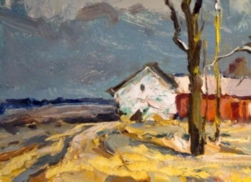 Aleksandrs Zviedris Landscape. 1964. Oil On Cardboard photo for sale