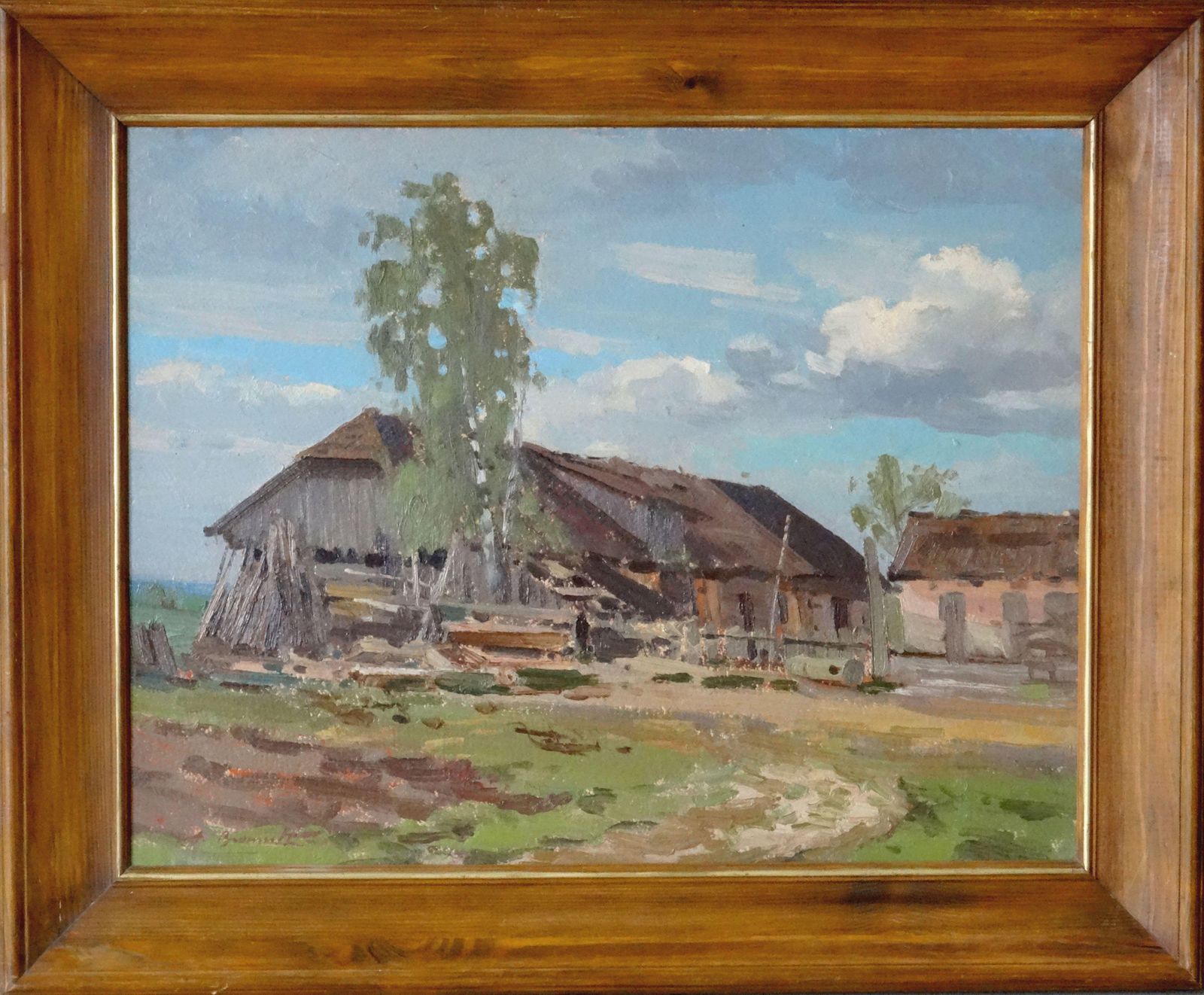 In Village Courtyard 1976 Cardboard Oil photo furniture