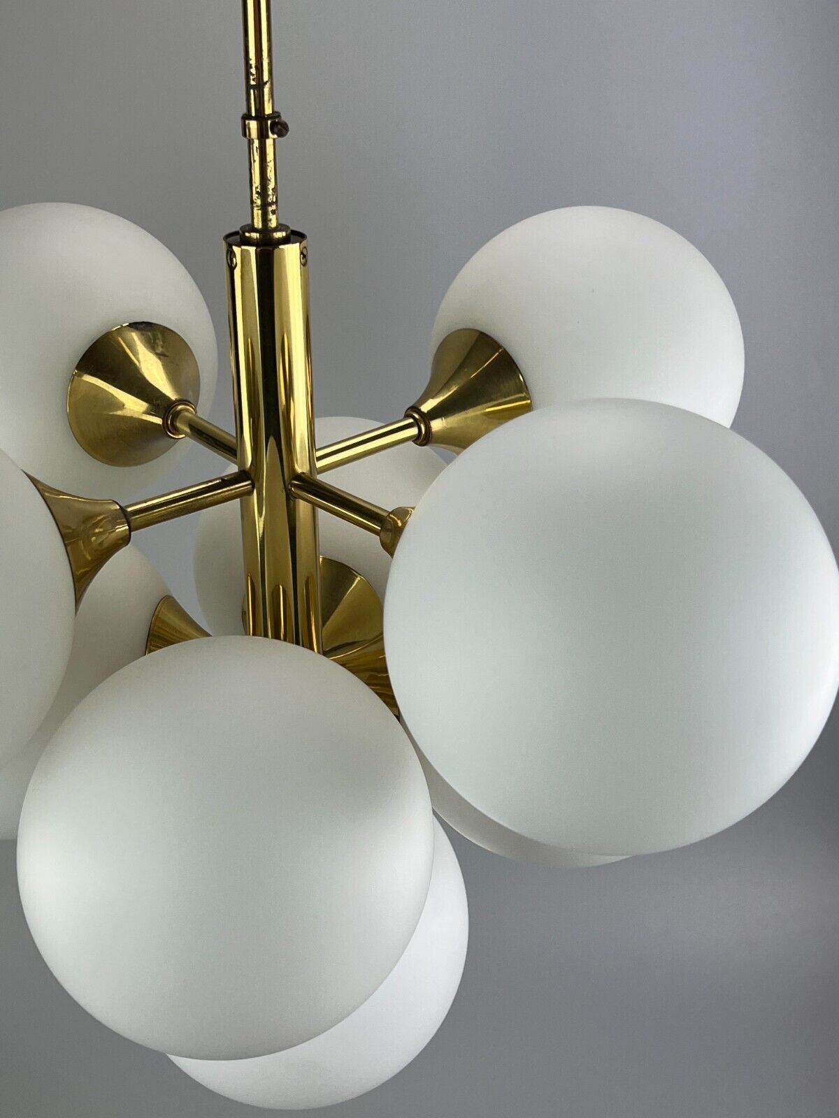 60s 70s 9 Flame Sputnik Chandelier Kaiser Leuchten Opal Glass Design photo 1283.0