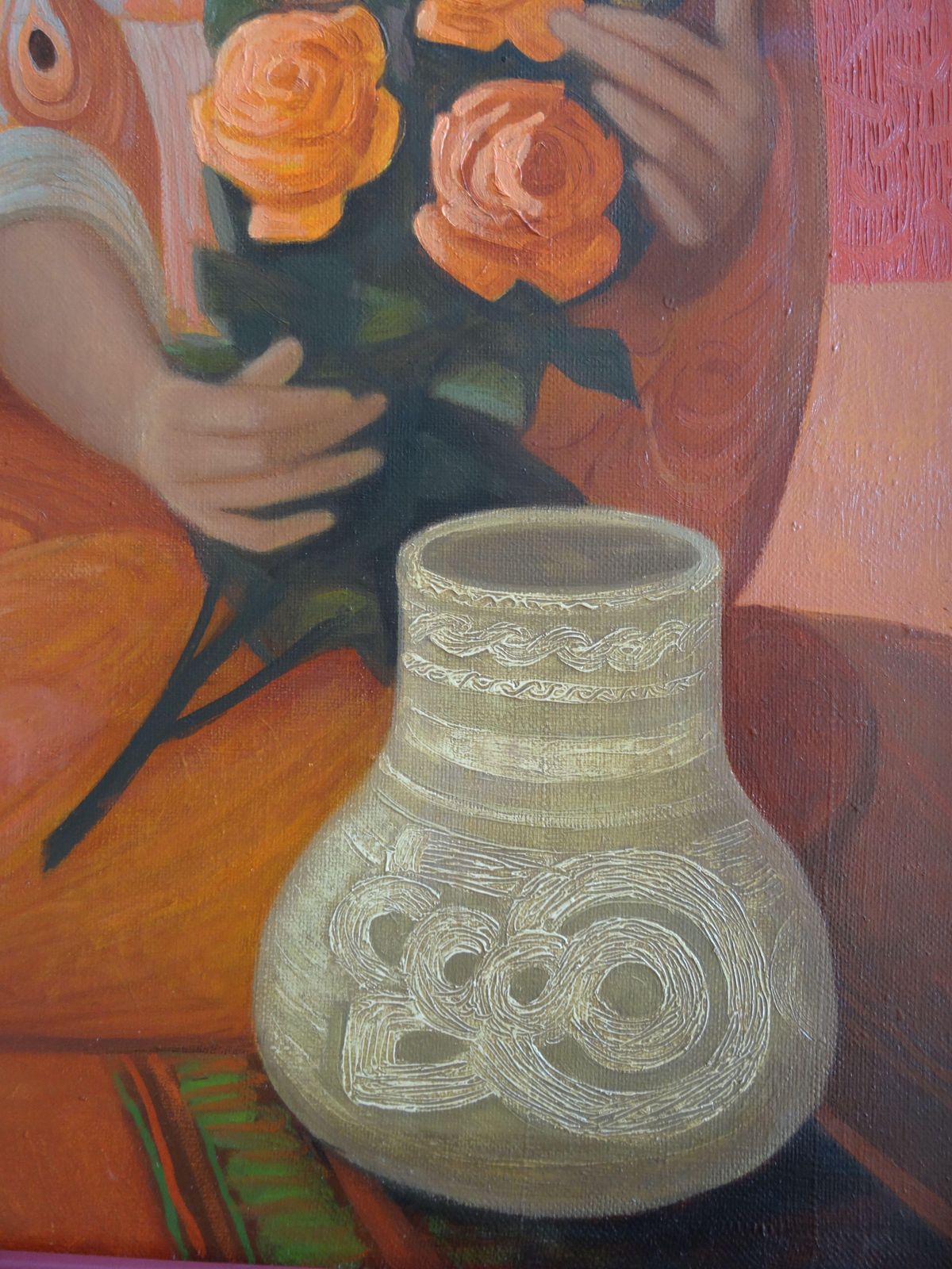 Jadviga Zjilvinska The Japanese,  Oil On Canvas 1970 photo for sale