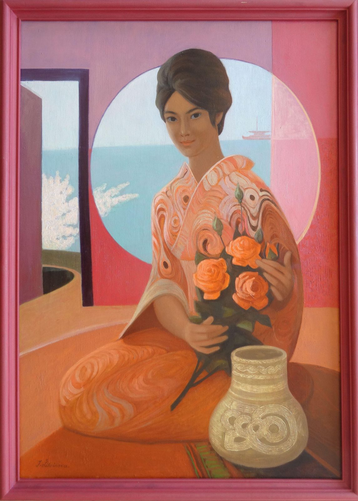 Jadviga Zjilvinska The Japanese,  Oil On Canvas 1970 photo buy