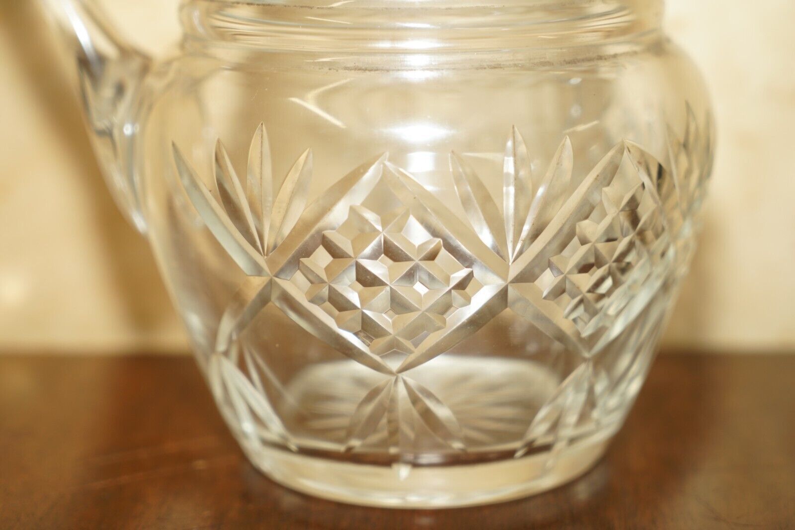 Vintage Pair Of Circa 1930's Heavy Cut Glass Jug Art Deco Jugs Cockatail Bar Etc photo buy