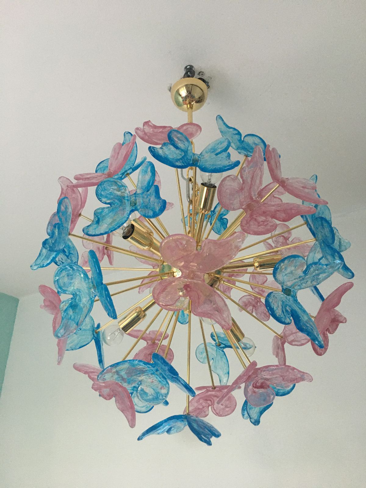 Butterfly Chandelier Sputnik Murano Glass Italian Handmade photo for sale