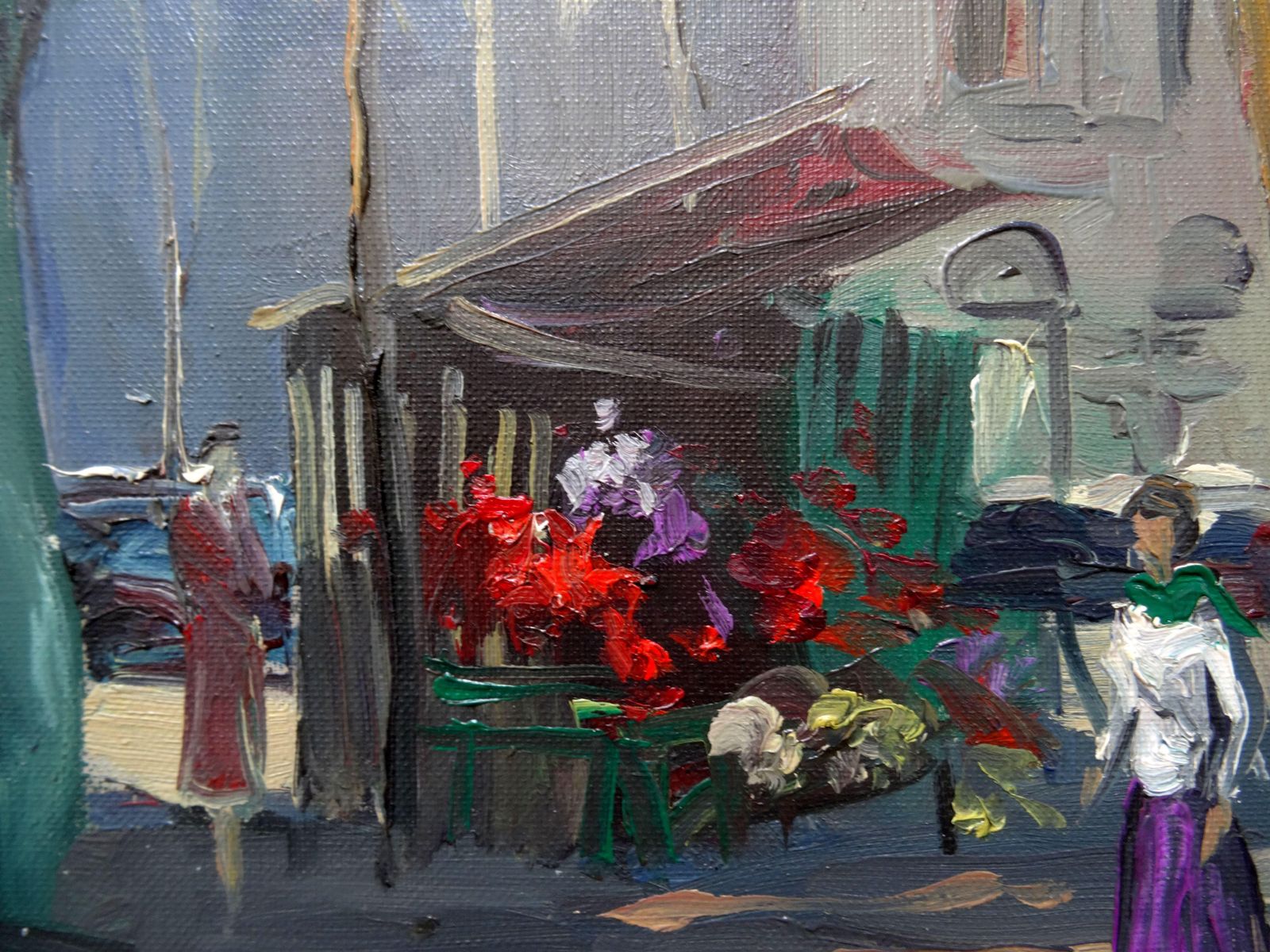 Constantine Kluge Flower Market In Front Of The Madeleine In Paris. Oil On Canvas photo Art