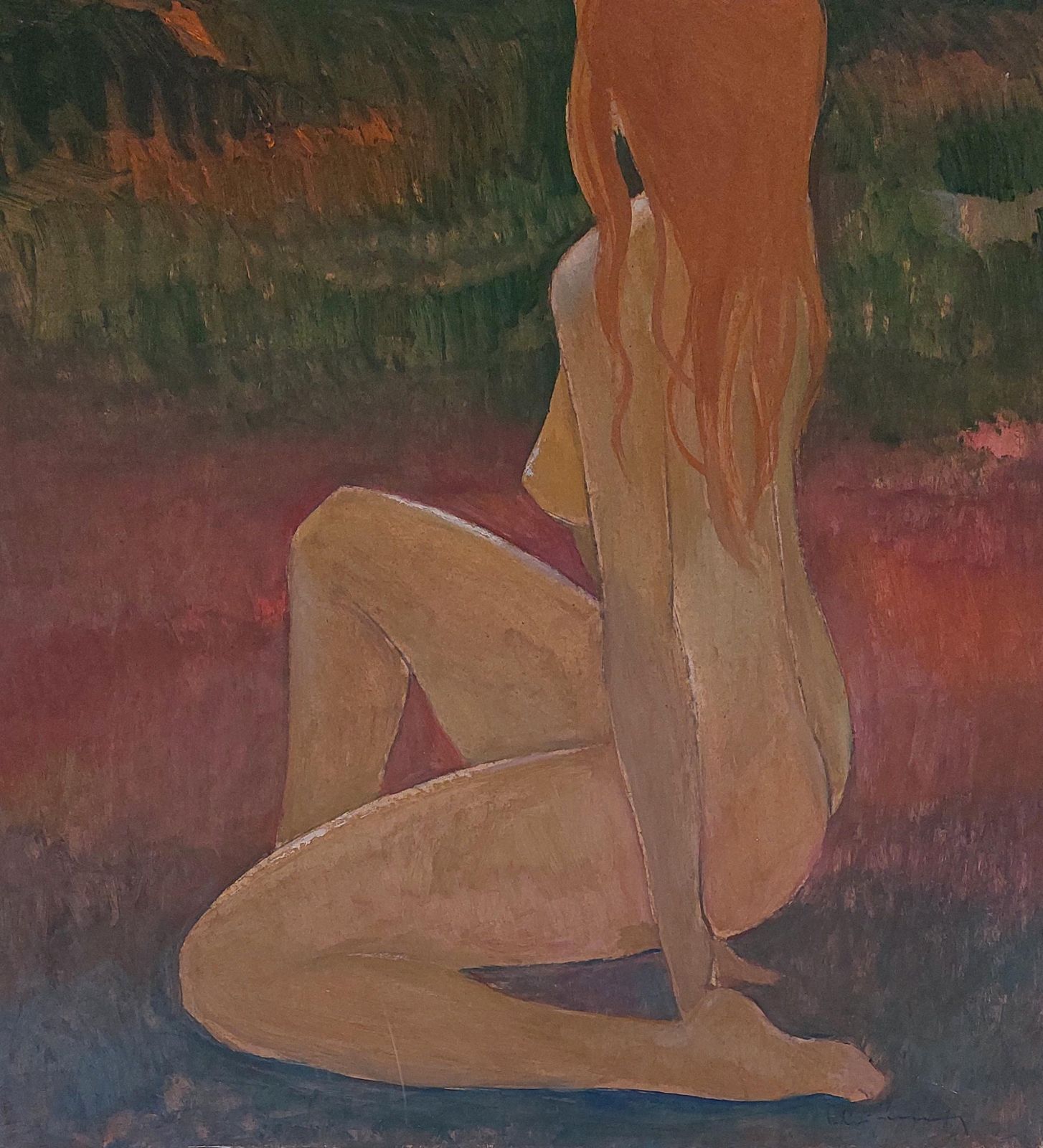 Laimdots Murnieks Girl With Red Hair. Oil On Cardboad 1996