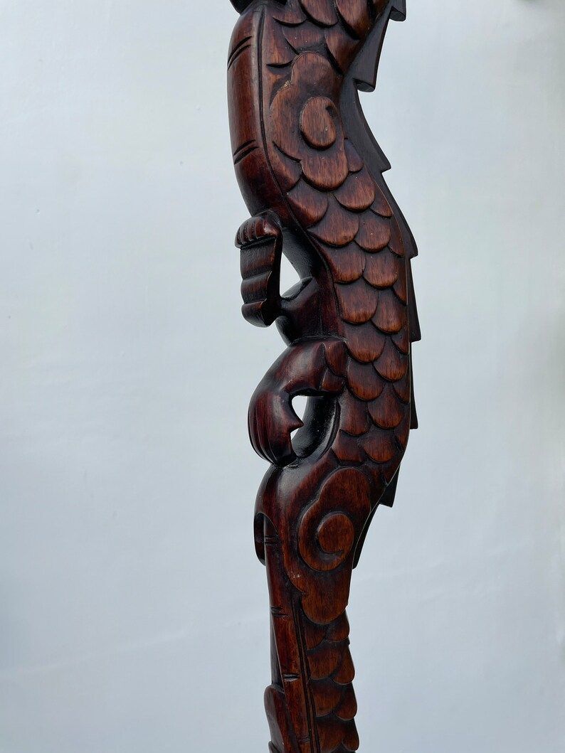 Antique Hand Carved Hardwood Oriental Dragon Floor Lamp 1920's photo 1200.0