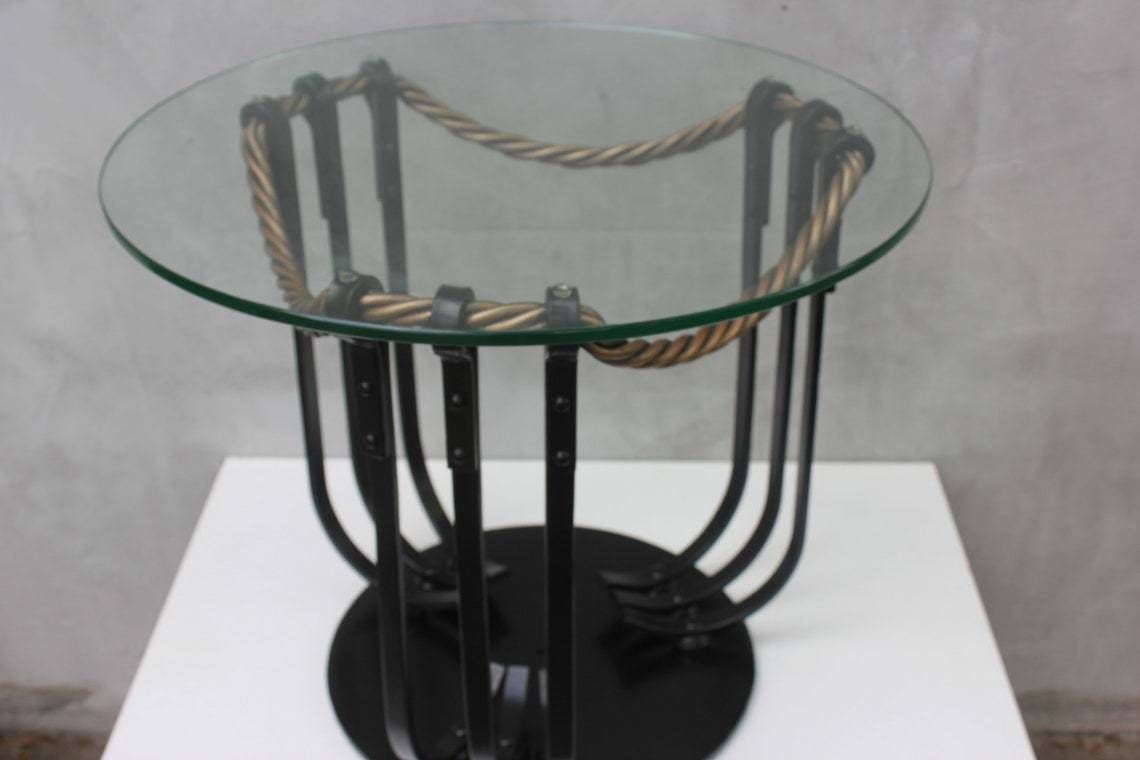 Unique Coffee Table With Iron Leg And Round Glass Top Table, Lobby Furniture, Lounge Bar Table, Pastry Shop