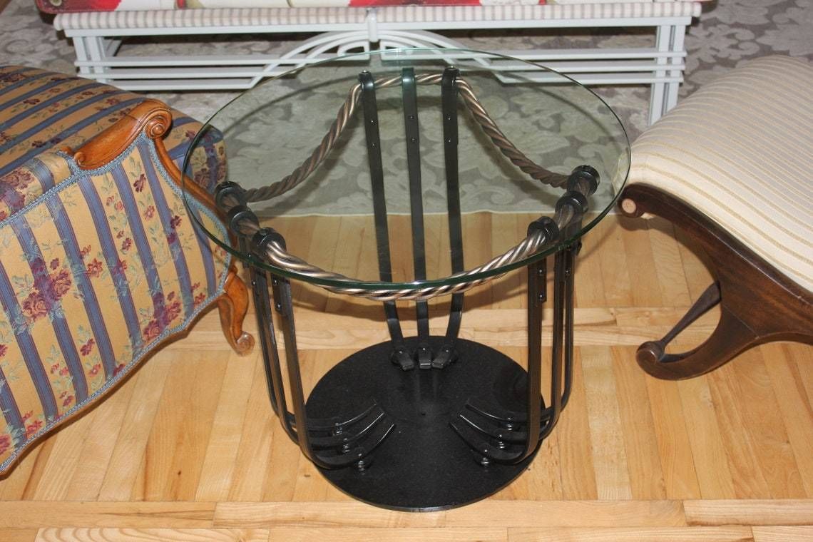 Unique Coffee Table With Iron Leg And Round Glass Top Table, Lobby Furniture, Lounge Bar Table, Pastry Shop photo furniture