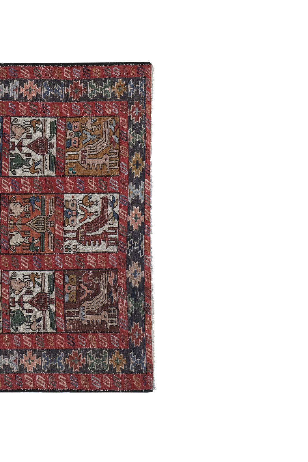 Turkish Animal Botanic Soumac Rug 3'11'' X 6'1'' photo furniture