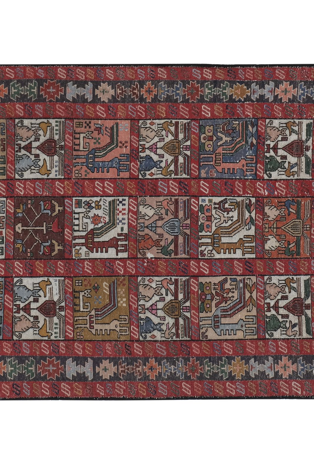 Textiles Turkish Animal Botanic Soumac Rug 3'11'' X 6'1'' photo