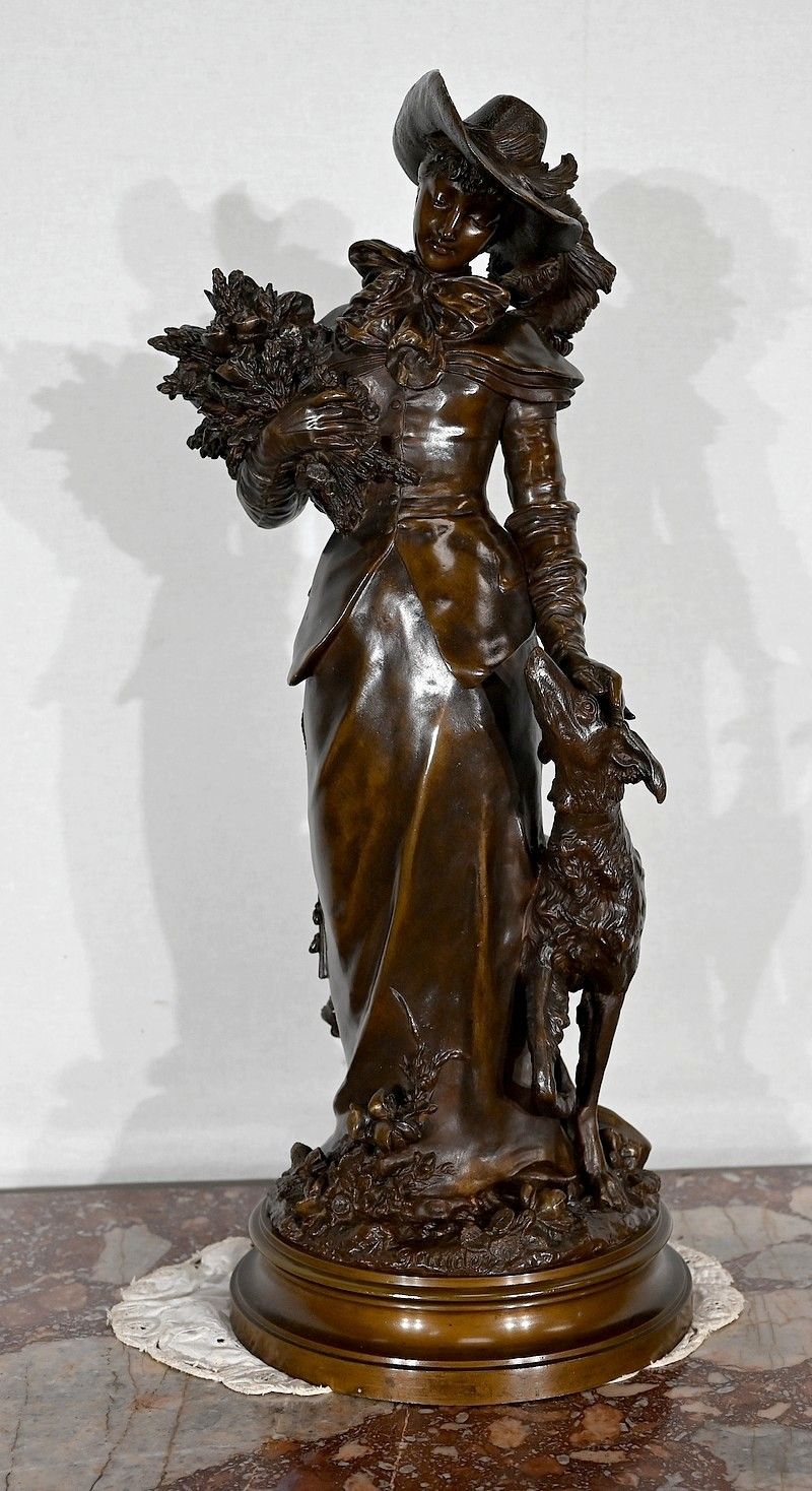 Important Bronze "The Elegant And Her Dog", By A. Gaudez, 19th Century photo Home Decor