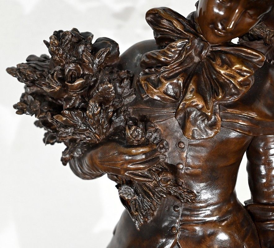 Important Bronze "The Elegant And Her Dog", By A. Gaudez, 19th Century photo vintage