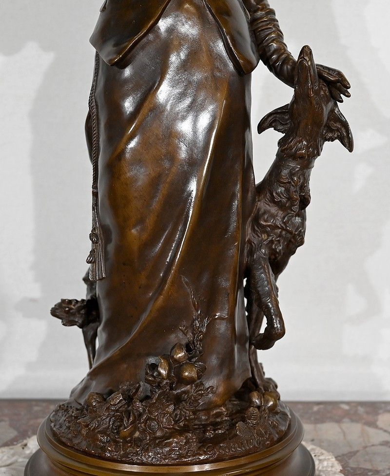 photo for sale Important Bronze "The Elegant And Her Dog", By A. Gaudez, 19th Century