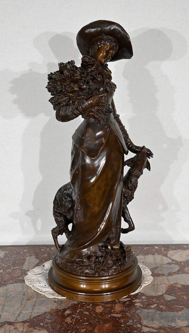 photo vinterior Important Bronze "The Elegant And Her Dog", By A. Gaudez, 19th Century