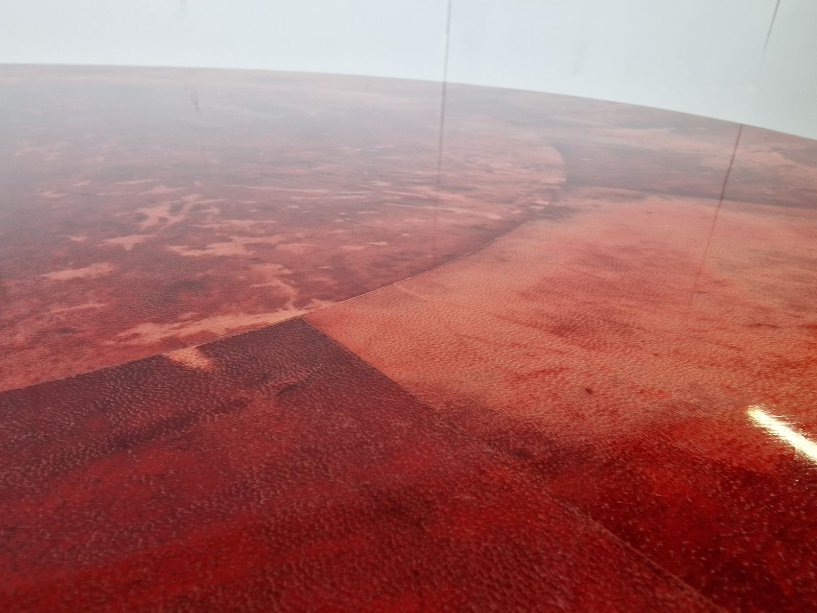 Italian Red Lacquered Goatskin / Parchment Dining Table By Aldo Tura, 1960s photo 7500.0