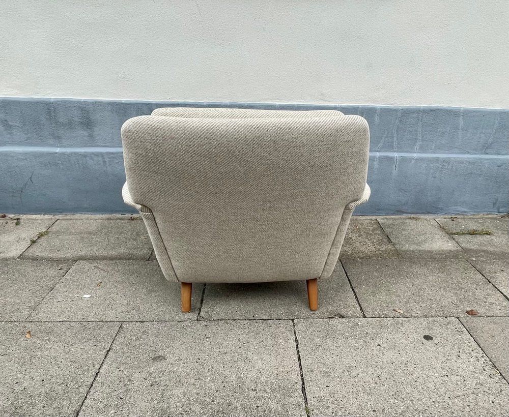 Vintage Armchair In Off White Wool By Folke Ohlsson For Fritz Hansen, 1960s photo vintage