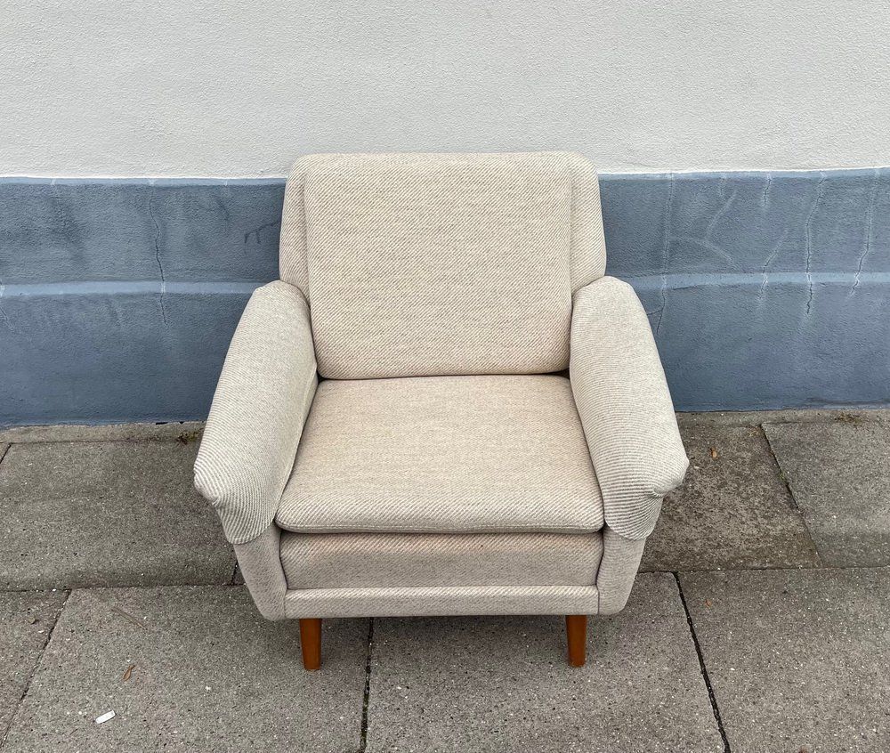 photo furniture Vintage Armchair In Off White Wool By Folke Ohlsson For Fritz Hansen, 1960s