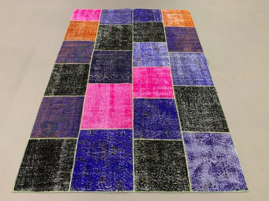 Distressed Vintage Turkish Patchwork Rug 221x150 Cm Wool Medium photo furniture