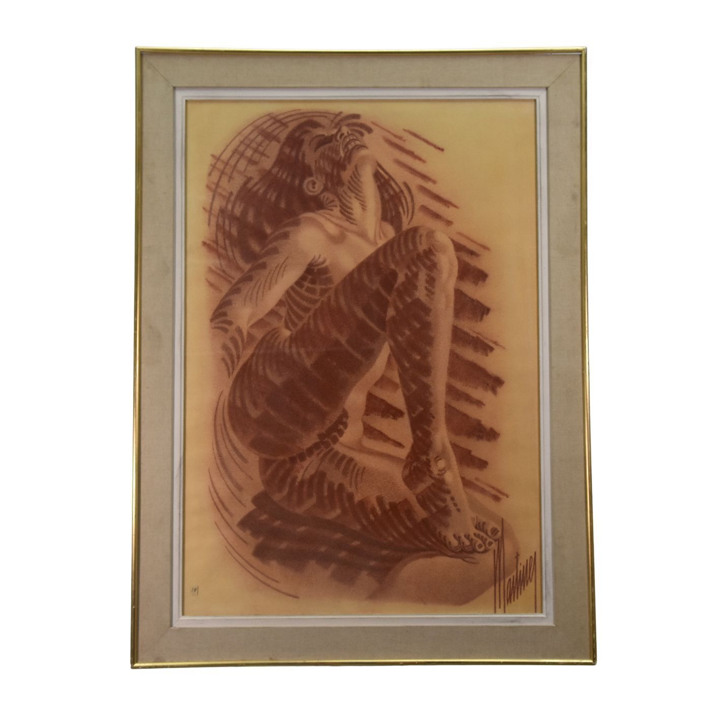 Woman In Charcoal And Sanguine French School Martinez