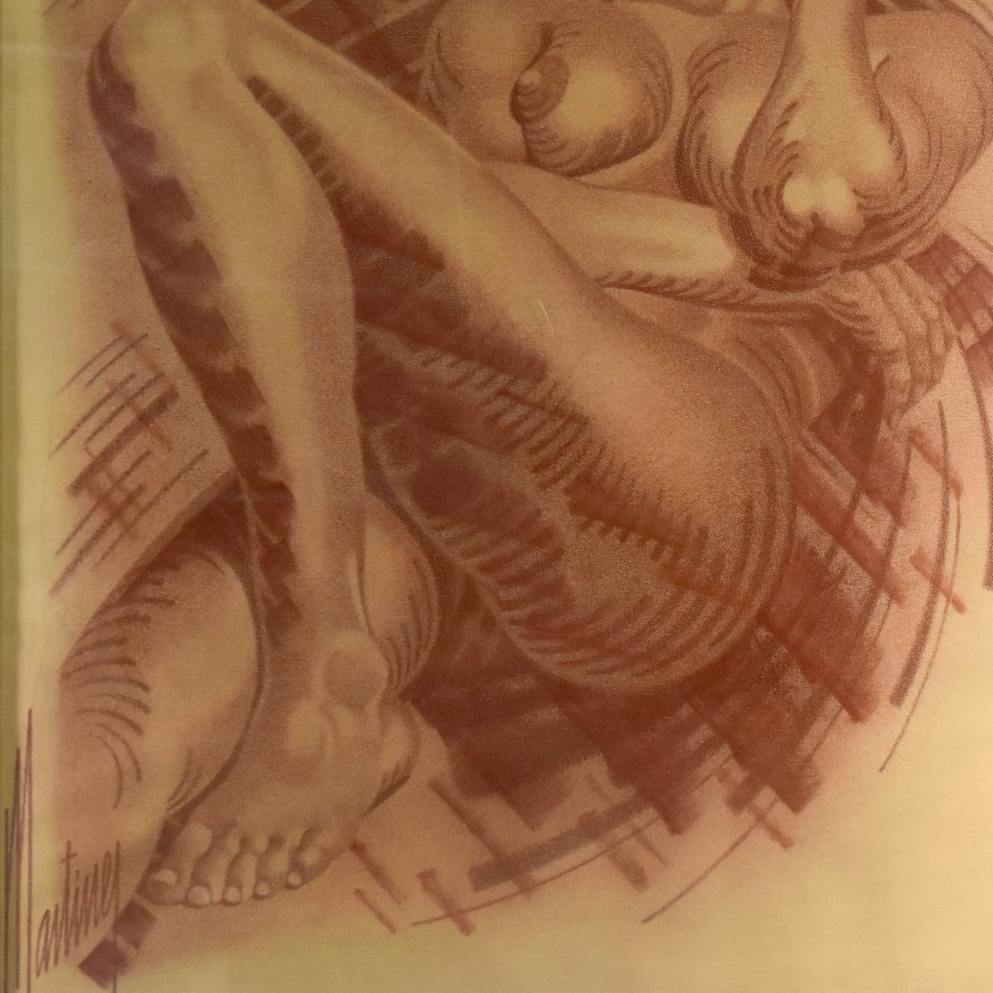 Woman In Charcoal And Sanguine French School Martinez photo for sale