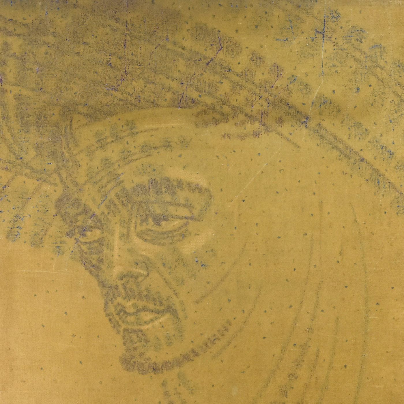 Charcoal And Sanguine Portrait On Textile French School Martinez photo furniture