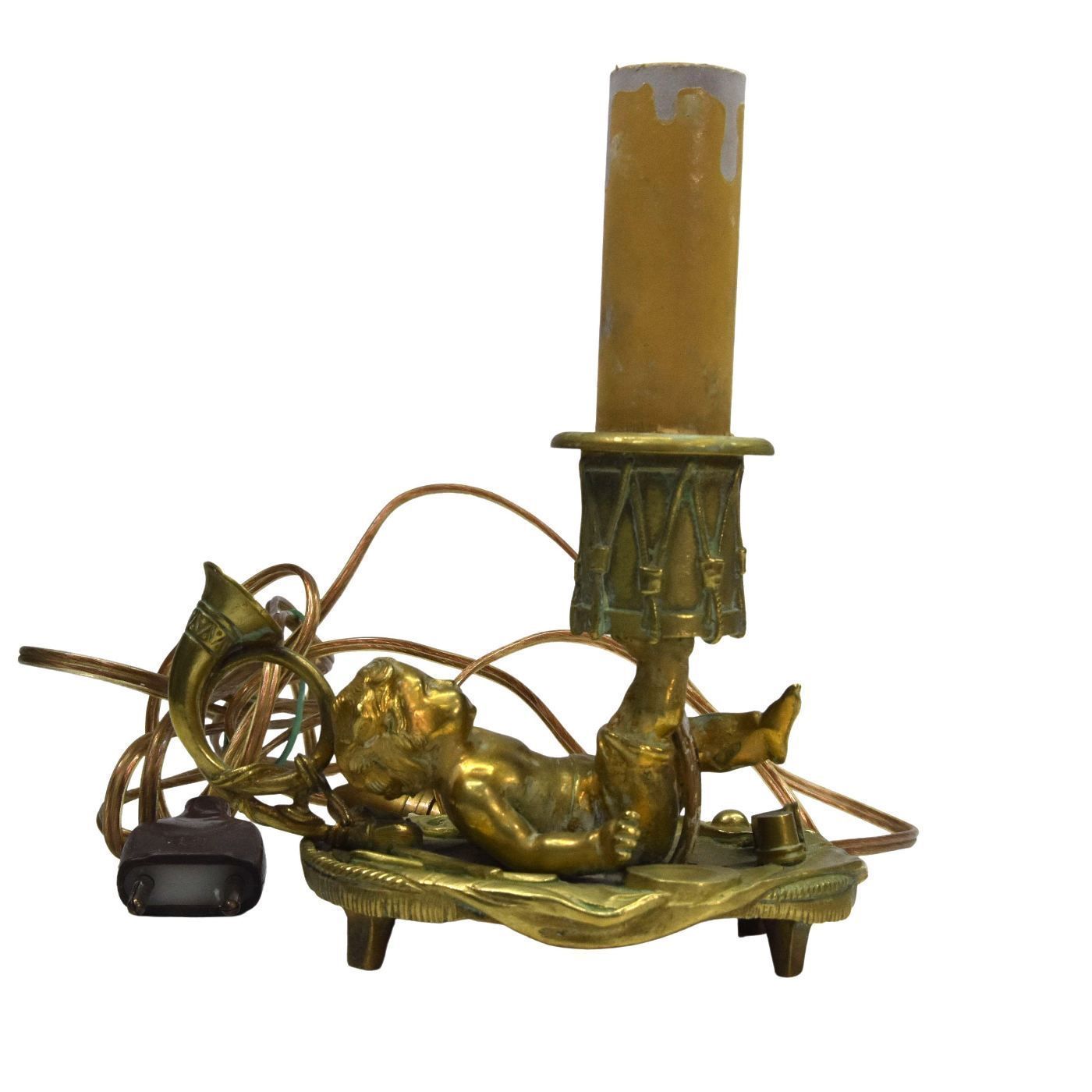 Hand Candlestick In Bronze Napoleon III Theme Of The Circus photo for sale