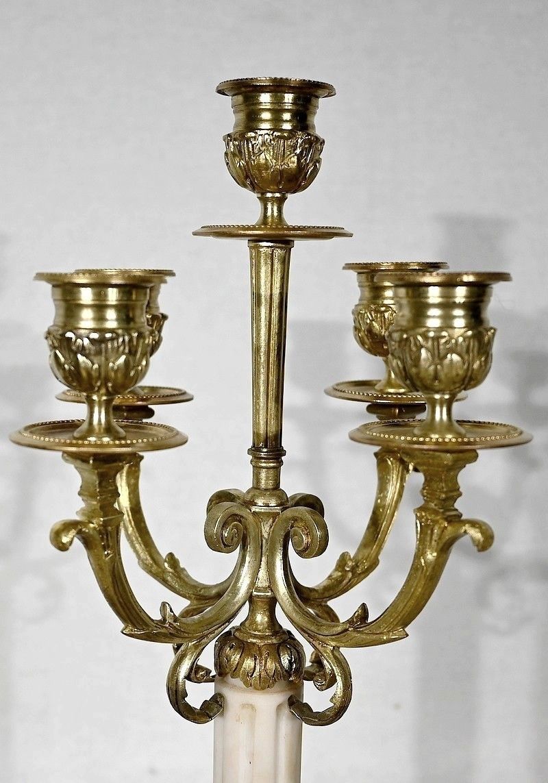 Pair Of Gilt Bronze Candlesticks, Louis XVI Style, 19th Century photo 2018.8