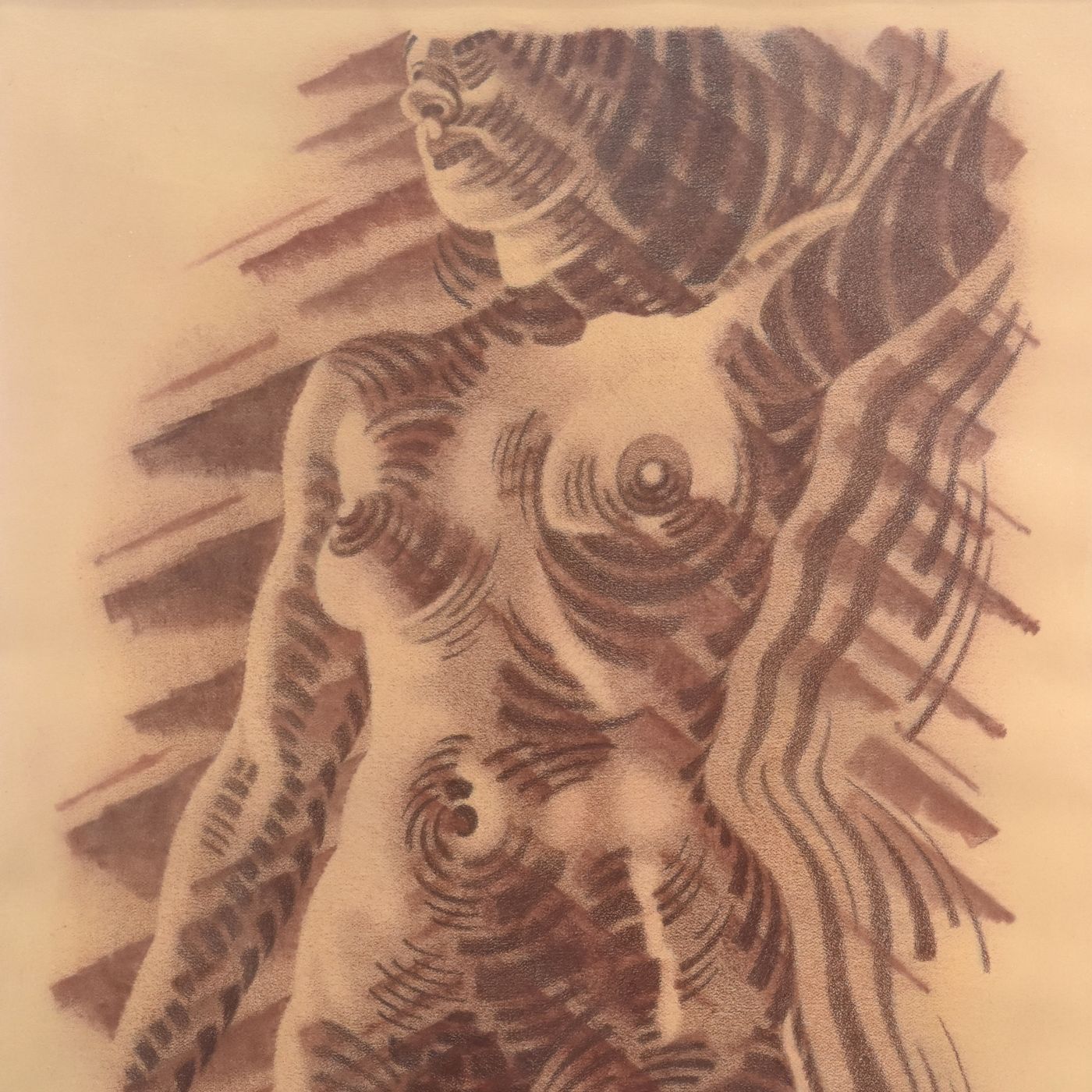 Charcoal And Sanguine Woman On Textile French School Martinez photo furniture