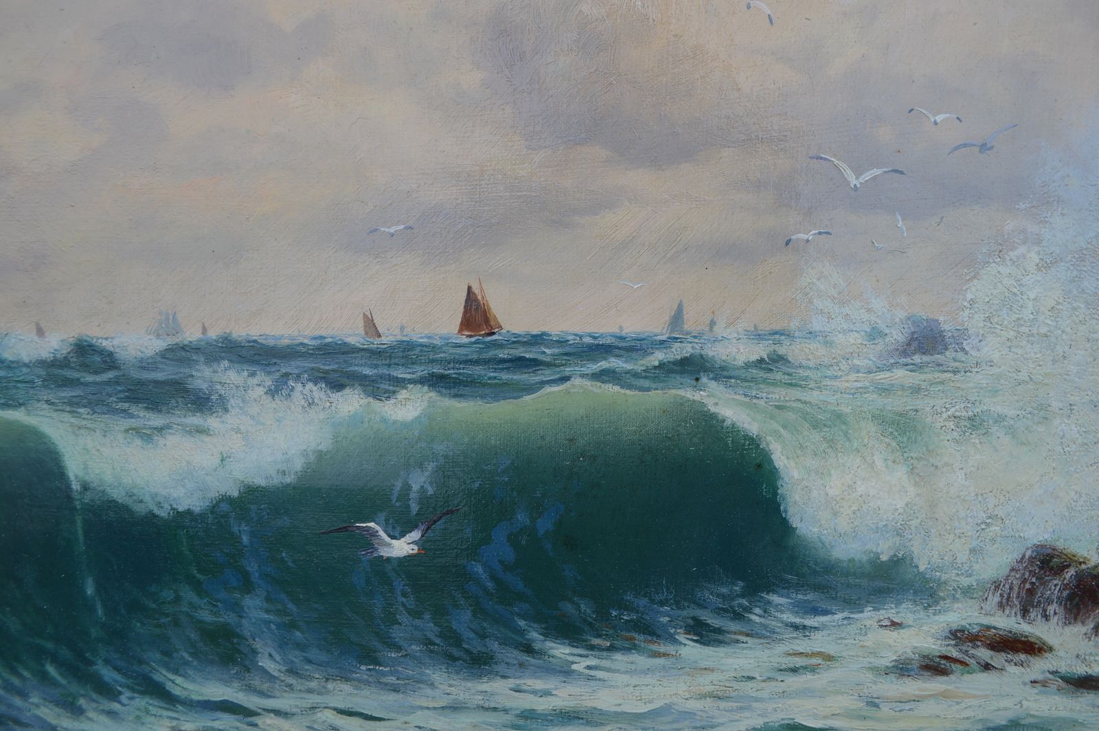 Edward Moore Seascape Oil Painting C,1896 photo furniture