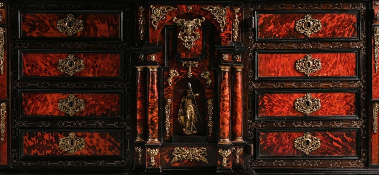 Rare Pair Of 17th Century Spanish Baroque Gilt Bronze Mounted Ebonised And Tortoiseshell Cabinets photo buy