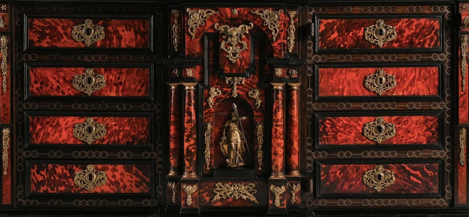 photo for sale Rare Pair Of 17th Century Spanish Baroque Gilt Bronze Mounted Ebonised And Tortoiseshell Cabinets